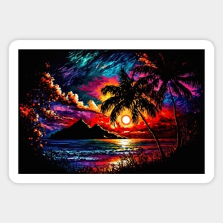 Hawaiian vacation by sunset Sticker